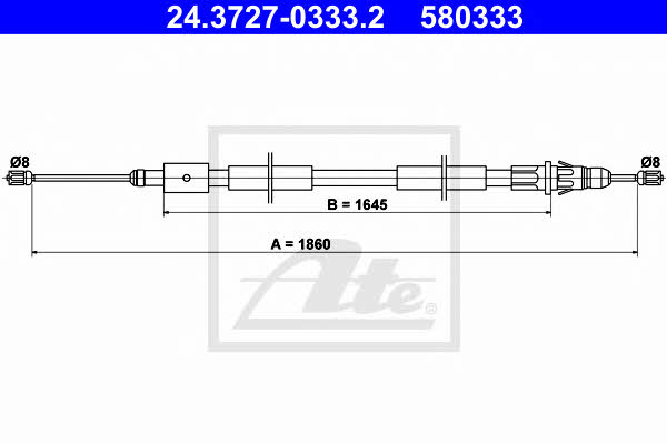 Ate 24.3727-0333.2 Parking brake cable left 24372703332