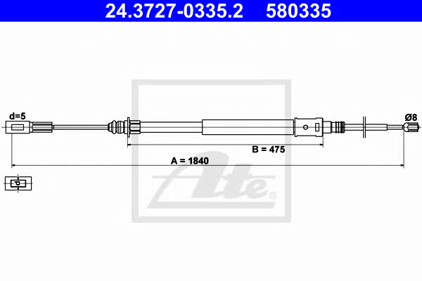 Ate 24.3727-0335.2 Cable Pull, parking brake 24372703352