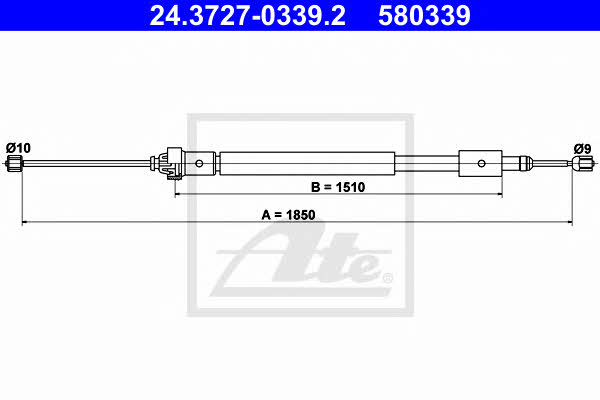 Ate 24.3727-0339.2 Parking brake cable, right 24372703392