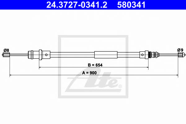 Ate 24.3727-0341.2 Cable Pull, parking brake 24372703412