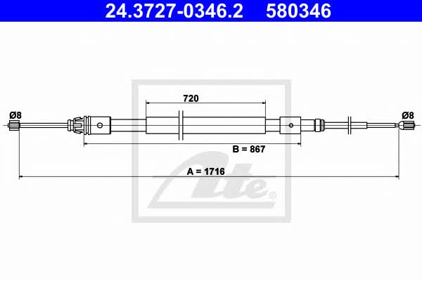 Ate 24.3727-0346.2 Handbrake cable 24372703462 24372703462 Ate Handbrake cable