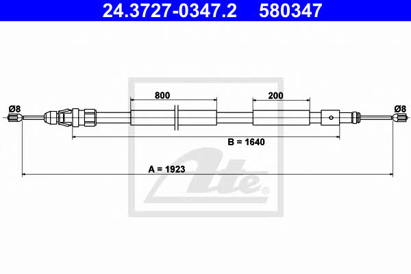 Ate 24.3727-0347.2 Parking brake cable, right 24372703472