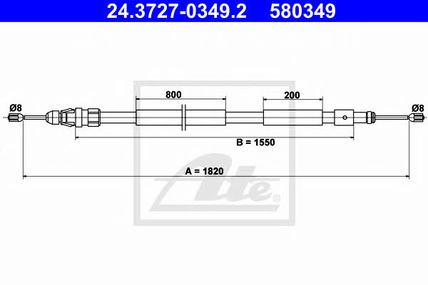 Ate 24.3727-0349.2 Parking brake cable left 24372703492