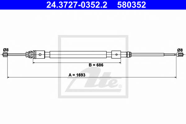 Ate 24.3727-0352.2 Cable Pull, parking brake 24372703522