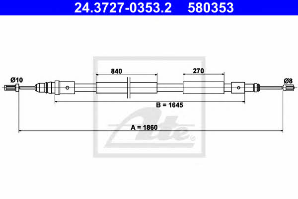 Ate 24.3727-0353.2 Parking brake cable left 24372703532