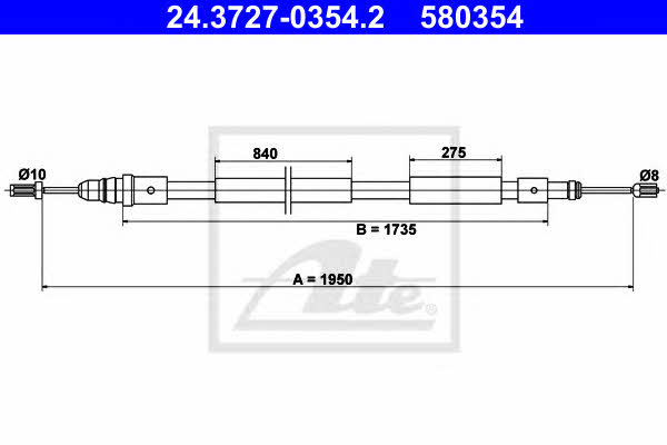 Ate 24.3727-0354.2 Parking brake cable, right 24372703542
