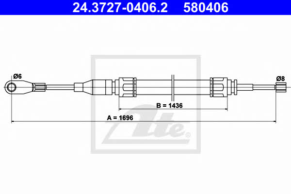 Ate 24.3727-0406.2 Cable Pull, parking brake 24372704062