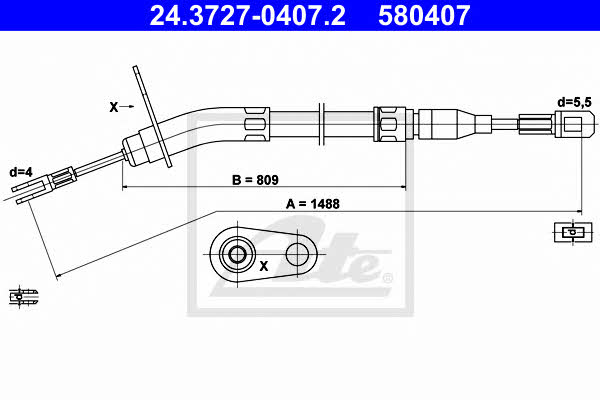 Ate 24.3727-0407.2 Cable Pull, parking brake 24372704072