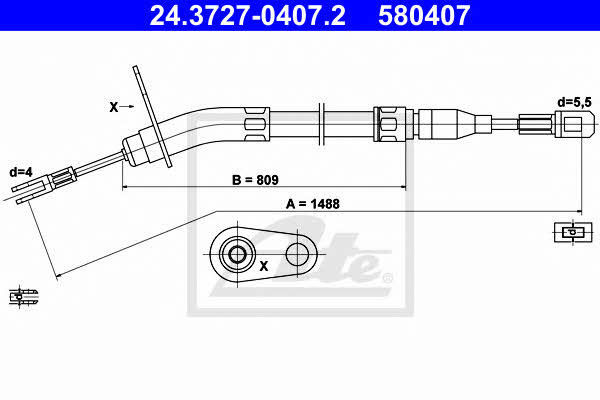 Brake system parts Mercedes 8: 24372704072 Ate Handbrake cable