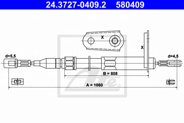 Ate 24.3727-0409.2 Cable Pull, parking brake 24372704092