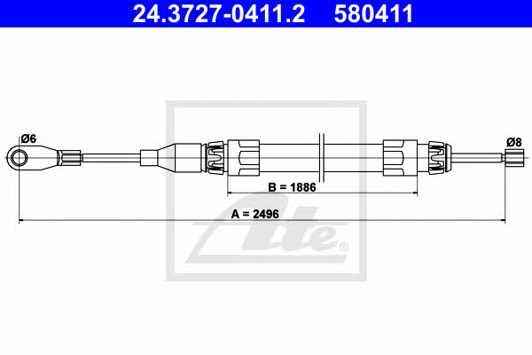 Ate 24.3727-0411.2 Cable Pull, parking brake 24372704112