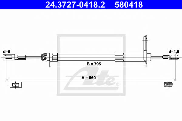 Ate 24.3727-0418.2 Parking brake cable left 24372704182