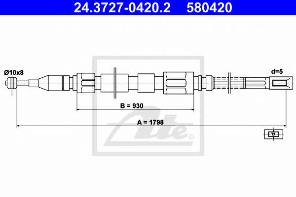 Ate 24.3727-0420.2 Cable Pull, parking brake 24372704202