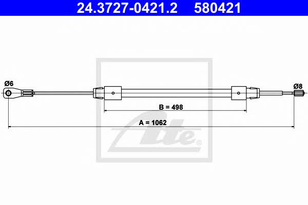Ate 24.3727-0421.2 Parking brake cable left 24372704212