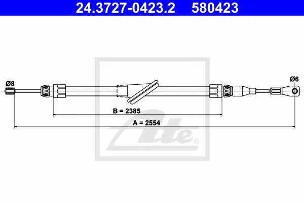 Ate 24.3727-0423.2 Cable Pull, parking brake 24372704232