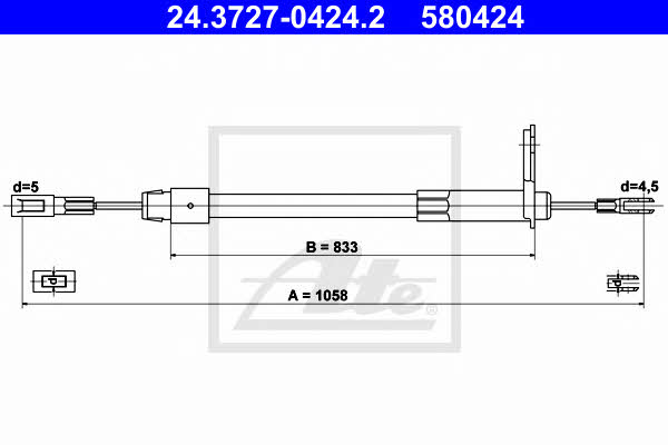 Ate 24.3727-0424.2 Parking brake cable left 24372704242
