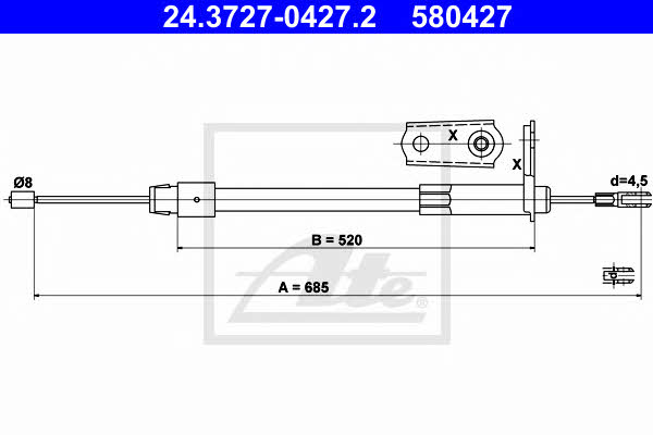 Ate 24.3727-0427.2 Parking brake cable, right 24372704272