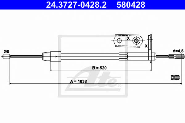 Ate 24.3727-0428.2 Parking brake cable left 24372704282