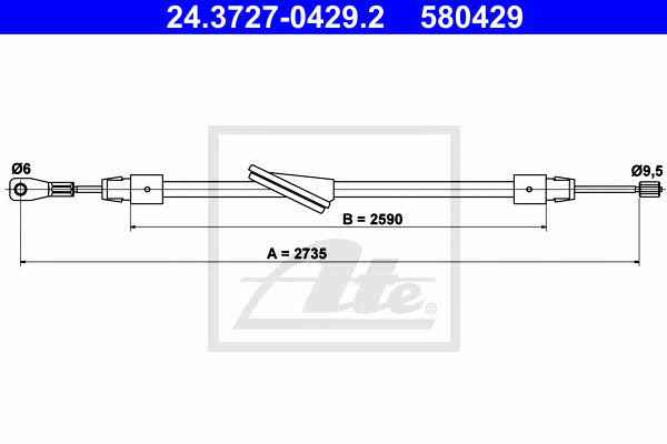 Ate 24.3727-0429.2 Cable Pull, parking brake 24372704292