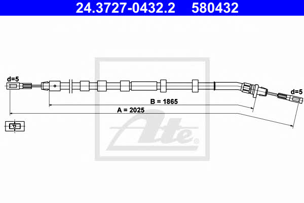 Ate 24.3727-0432.2 Parking brake cable left 24372704322