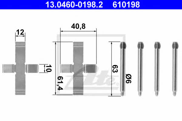Ate 13.0460-0198.2 Brake pad fitting kit 13046001982 13046001982 Ate Brake pad fitting kit