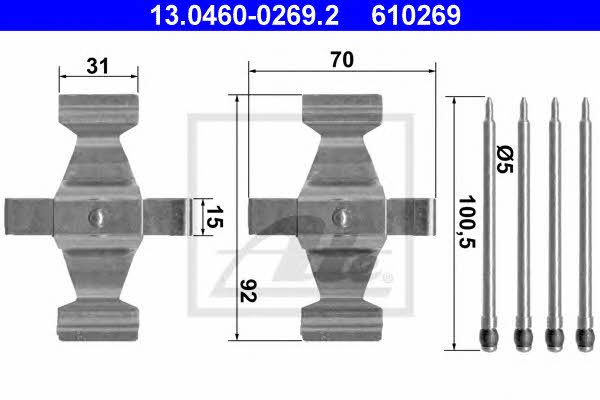 Ate 13.0460-0269.2 Mounting kit brake pads 13046002692