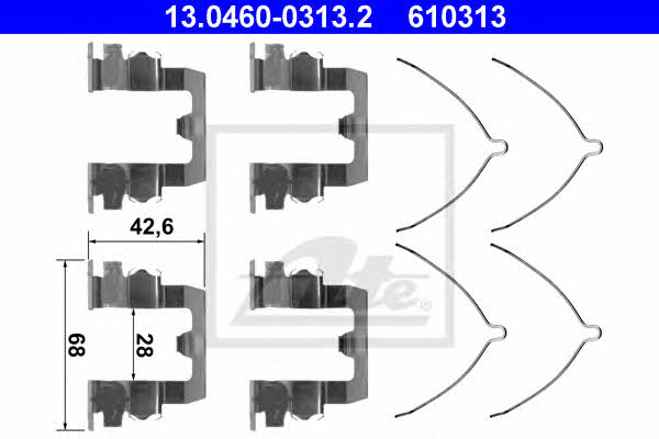 Ate 13.0460-0313.2 Mounting kit brake pads 13046003132
