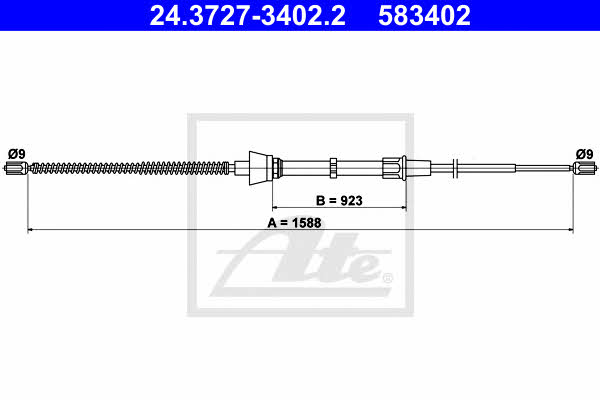 Ate 24.3727-3402.2 Cable Pull, parking brake 24372734022