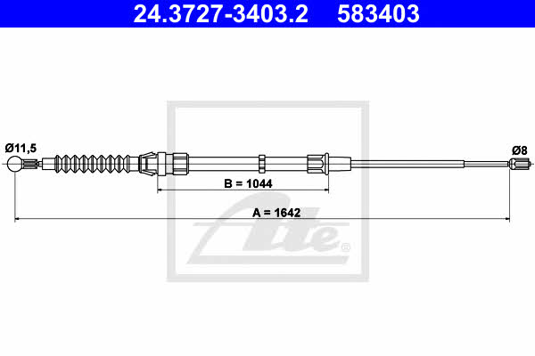 Ate 24.3727-3403.2 Cable Pull, parking brake 24372734032