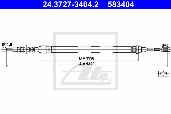 Ate 24.3727-3404.2 Cable Pull, parking brake 24372734042