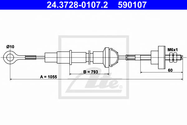 Ate 24.3728-0107.2 Clutch cable 24372801072
