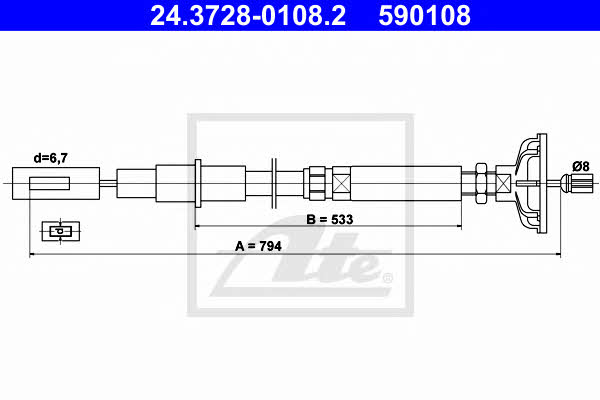 Ate 24.3728-0108.2 Clutch cable 24372801082