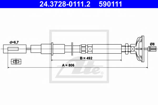 Ate 24.3728-0111.2 Clutch cable 24372801112