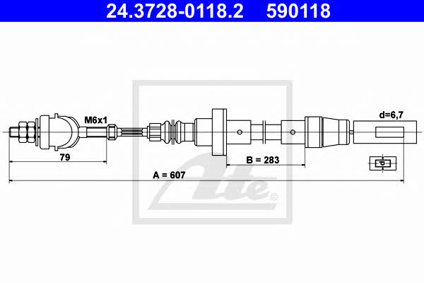 Ate 24.3728-0118.2 Clutch cable 24372801182