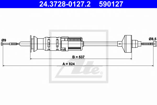 Ate 24.3728-0127.2 Clutch cable 24372801272