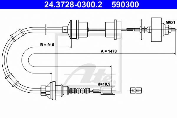 Ate 24.3728-0300.2 Clutch cable 24372803002