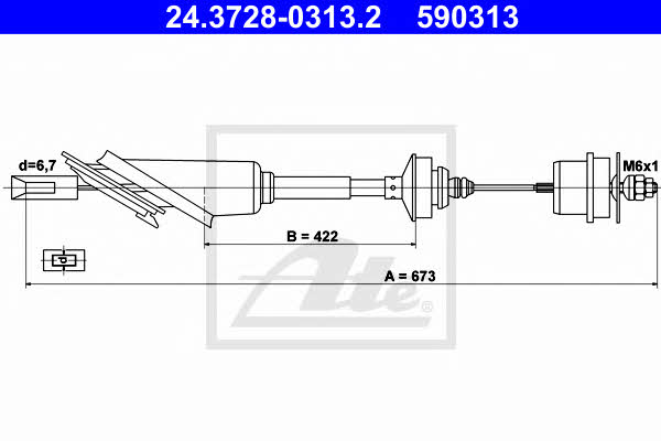 Ate 24.3728-0313.2 Clutch cable 24372803132