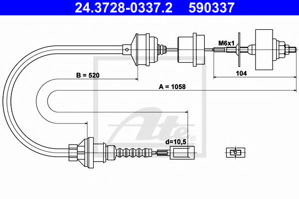 Ate 24.3728-0337.2 Clutch cable 24372803372