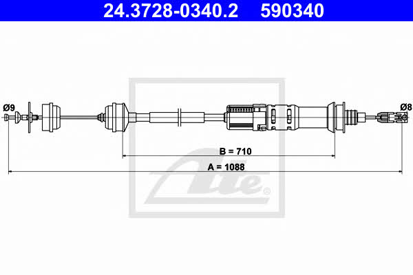 Ate 24.3728-0340.2 Clutch cable 24372803402