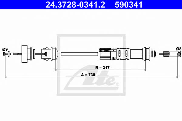 Ate 24.3728-0341.2 Clutch cable 24372803412