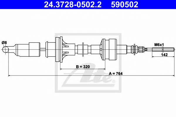 Ate 24.3728-0502.2 Clutch cable 24372805022
