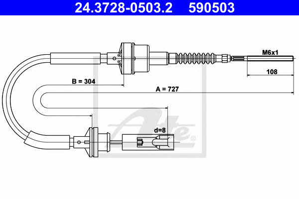 Ate 24.3728-0503.2 Clutch cable 24372805032