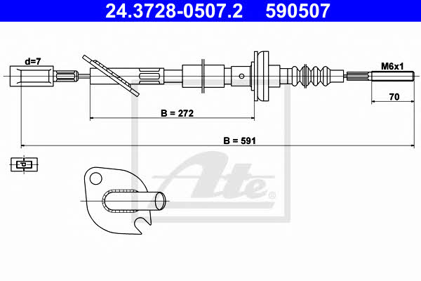 Ate 24.3728-0507.2 Clutch cable 24372805072