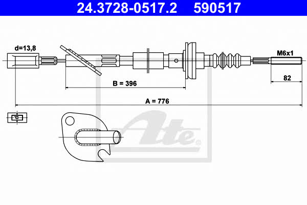 Ate 24.3728-0517.2 Clutch cable 24372805172