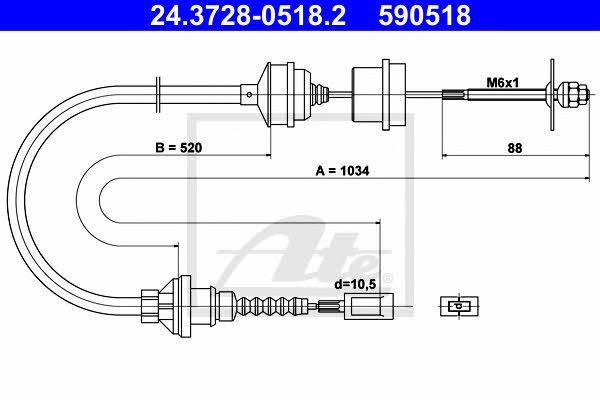 Ate 24.3728-0518.2 Clutch cable 24372805182