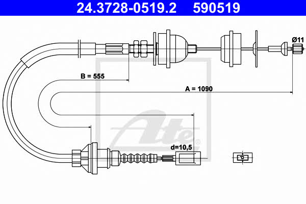 Ate 24.3728-0519.2 Clutch cable 24372805192