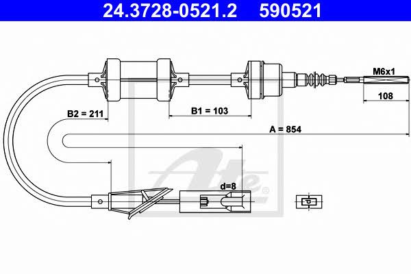 Ate 24.3728-0521.2 Clutch cable 24372805212