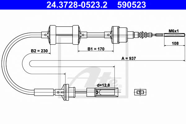 Ate 24.3728-0523.2 Clutch cable 24372805232