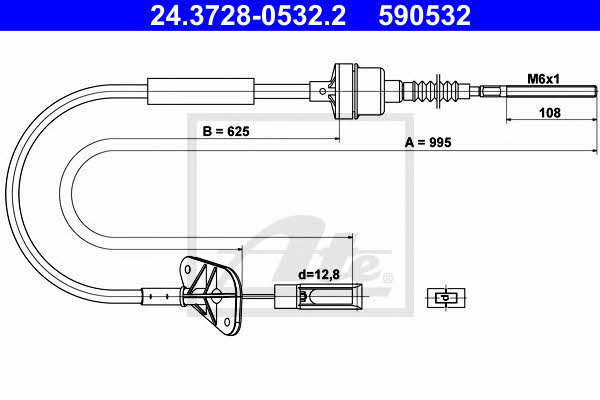 Ate 24.3728-0532.2 Clutch cable 24372805322