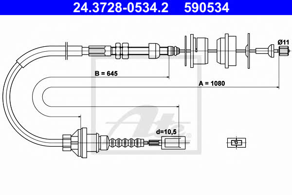 Ate 24.3728-0534.2 Clutch cable 24372805342